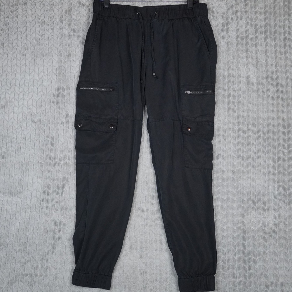 Banana Republic Cargo Joggers Women S Black Utility Lyocell Tapered Pants
